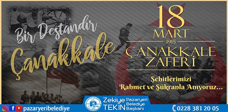 Pazaryeri Belediye Başkanı Zekiye Tekin’in 18 Mart Çanakkale Zaferi Mesajı.