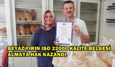 Pazaryeri Beyaz Fırın’a İSO 22000 Belgesi verildi