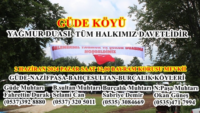 GÜDE-B.SULTAN-BURÇALIK VE N.PAŞA KÖYLERİ YAĞMUR VE ŞÜKÜR DUASI