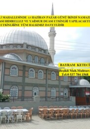 15 Haziran Pazar Günü Beşikli Mahallesi’nde Hıdırellez ve Yağmur Duası Etkinliği 