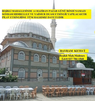 15 Haziran Pazar Günü Beşikli Mahallesi’nde Hıdırellez ve Yağmur Duası Etkinliği 