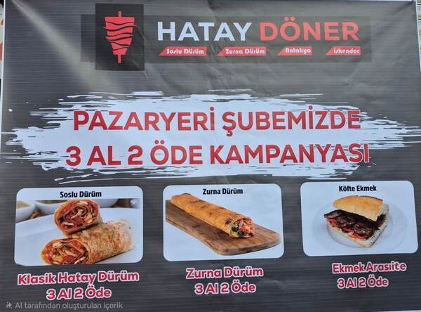 Pazaryeri Hatay Döner’den 3 Al 2 Öde Kampanyası
